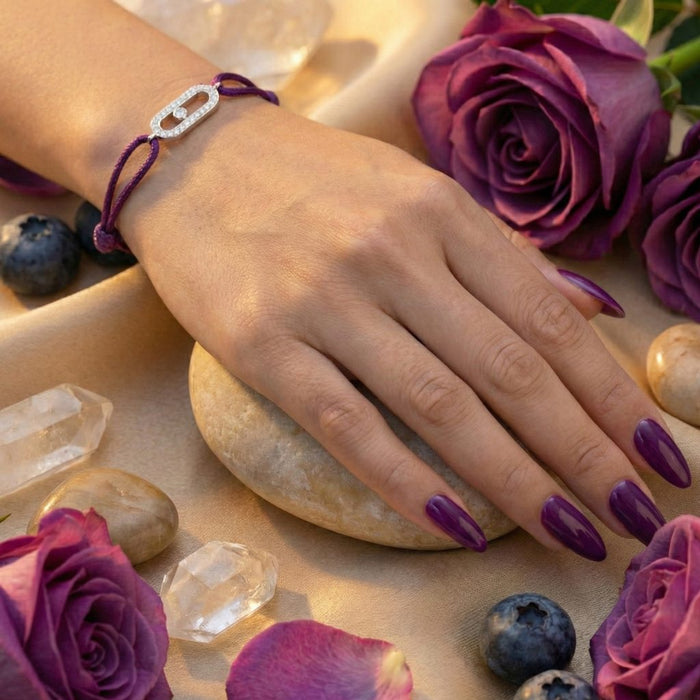 Narukvica Ljubičasti Konac Single Move Cirkon-Veći - Srebro 925