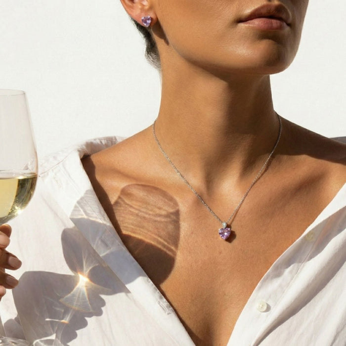 Srebrne Minđuše Roze Srce - Srebro 925