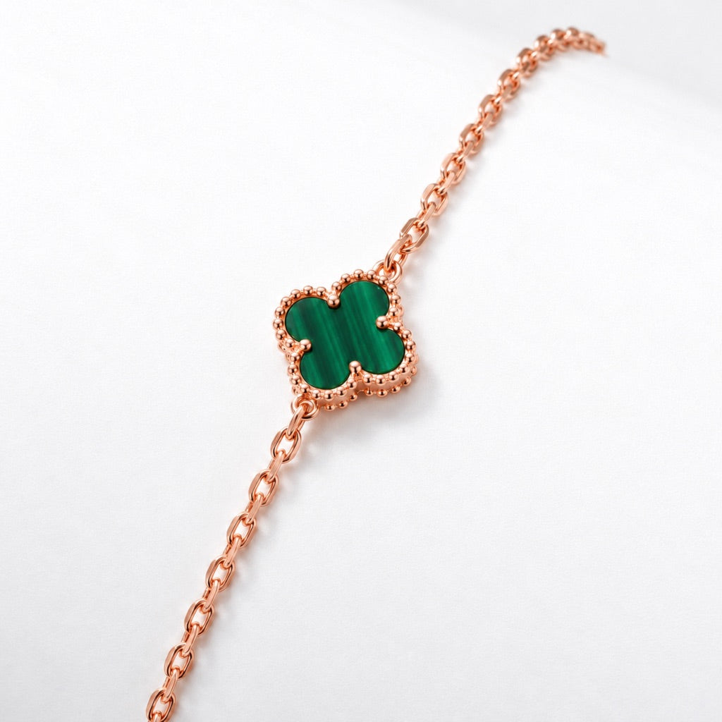 Rose Gold Narukvica Detelina Zelena - Srebro 925