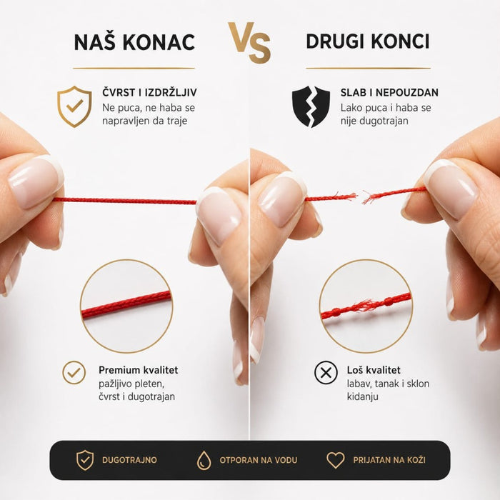 Narukvica Crveni Konac Double Heart Pozlaćena - Srebro 925