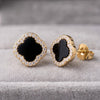Crne minđuše Detelina Onyx Sparkle Gold - Srebro 925