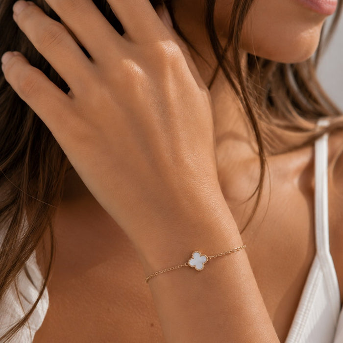 Rose Gold Narukvica Bela Detelina - Srebro 925