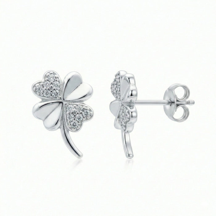 Srebrne Minđuše Lucky Clover Half-Sparkle - Srebro 925