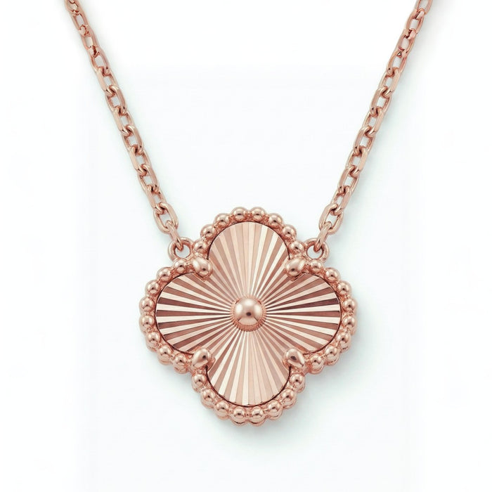 Rose Gold Ogrlica Detelina sa Teksturom - Srebro 925