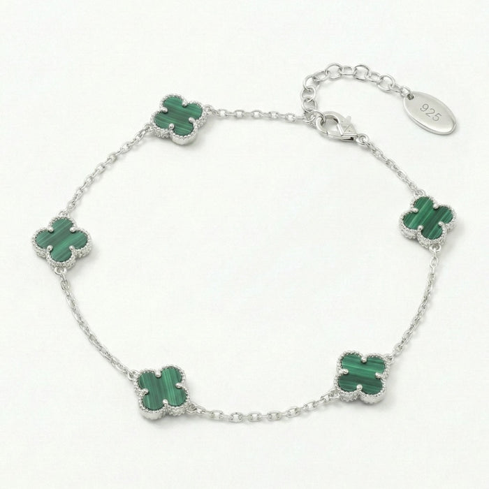 Narukvica sa Pet Detelina Zelena - Srebro 925