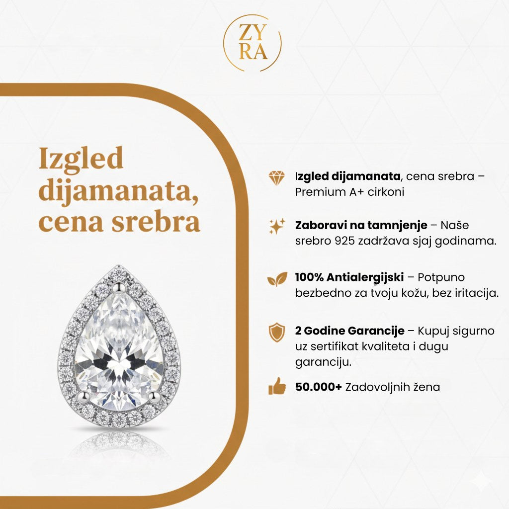 Minđuše Polu-Alke Tri Reda Cirkona - Srebro 925