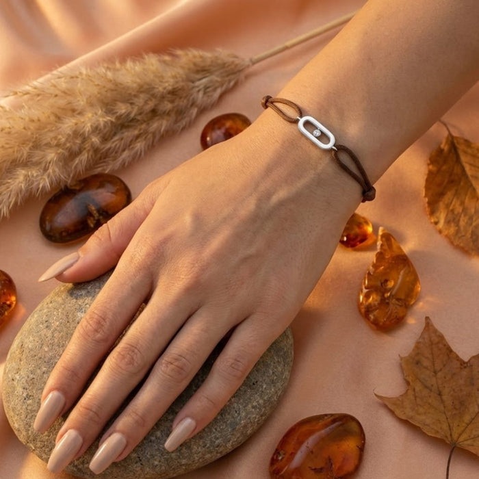 Narukvica Braon Konac Single Move - Srebro 925