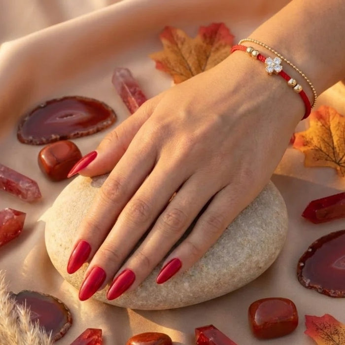 Dvoslojna Narukvica Crveni Konac & Pozlata - Srebro 925