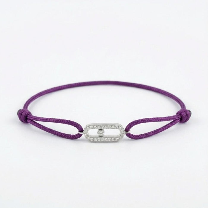 Narukvica Ljubičasti Konac Single Move Cirkon-Veći - Srebro 925