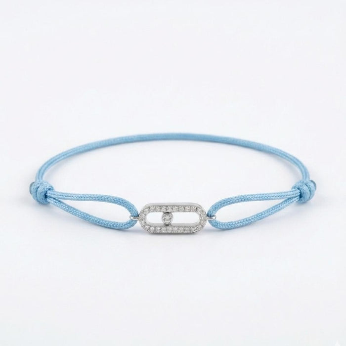 Narukvica Svetlo Plavi Konac Single Move Cirkon - Srebro 925