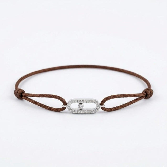 Narukvica Braon Konac Single Move Cirkon - Srebro 925