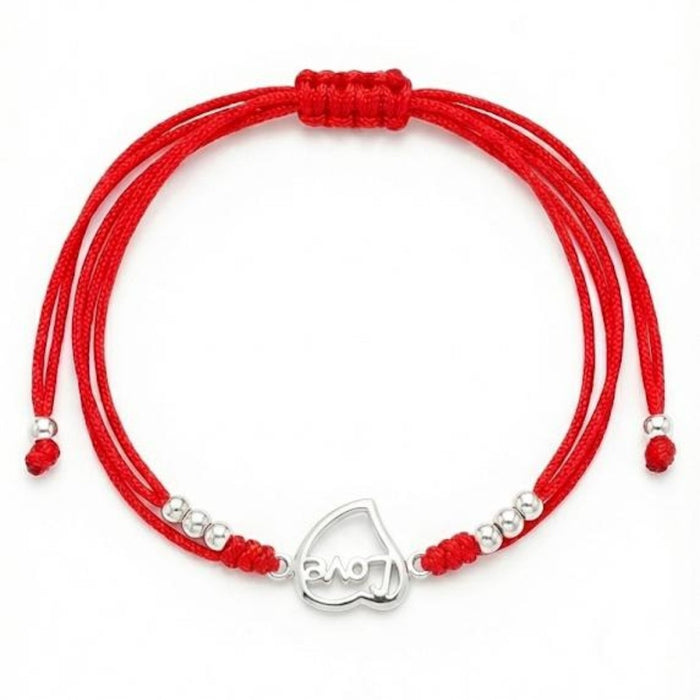 Narukvica Crveni Konac LOVE Srce - Srebro 925