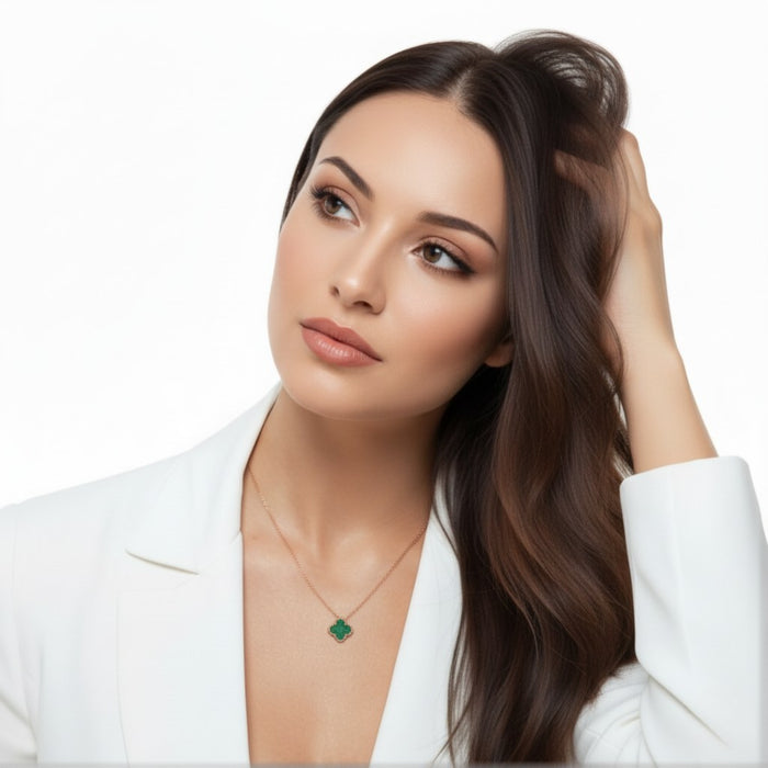 Van Cleef Ogrlica Detelina Srebrna Rose Gold Zelena