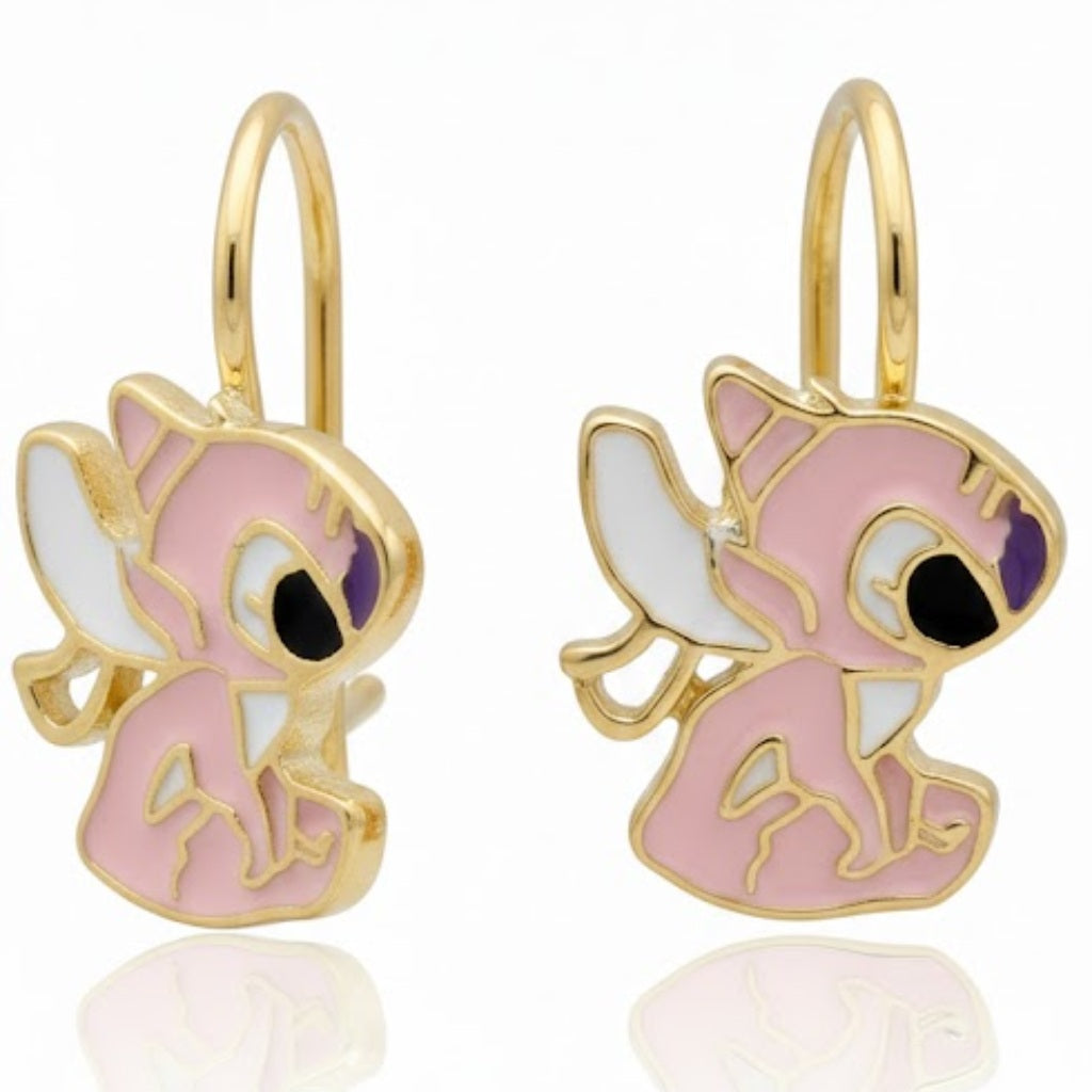 Srebrne Pozlaćene Minđuše Stitch Pink – Srebro 925