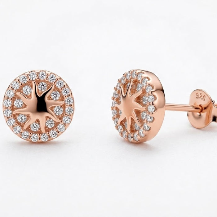 Srebrne minđuše Rose Gold Sunce – Srebro 925