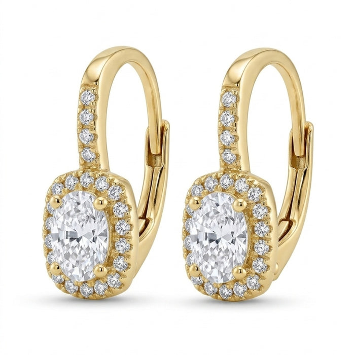 Pozlaćene Minđuše na Kopču Diamond Halo - Srebro 925