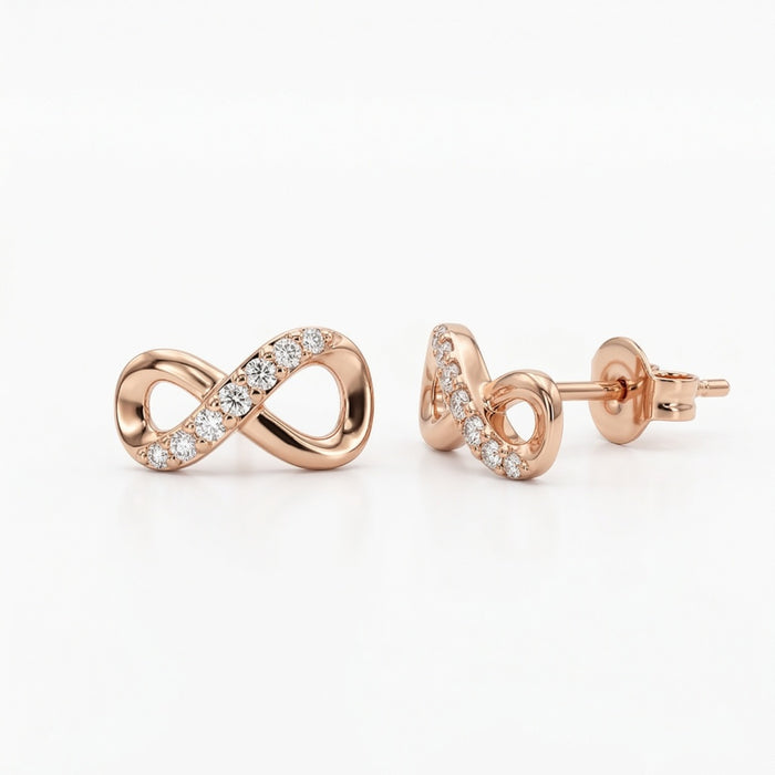 Minđuše Beskonačnost Rose Gold sa Cirkonima - Srebro 925