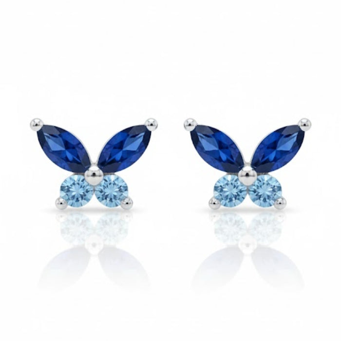 Minđuše Leptir sa Plavim Cirkonima - Srebro 925