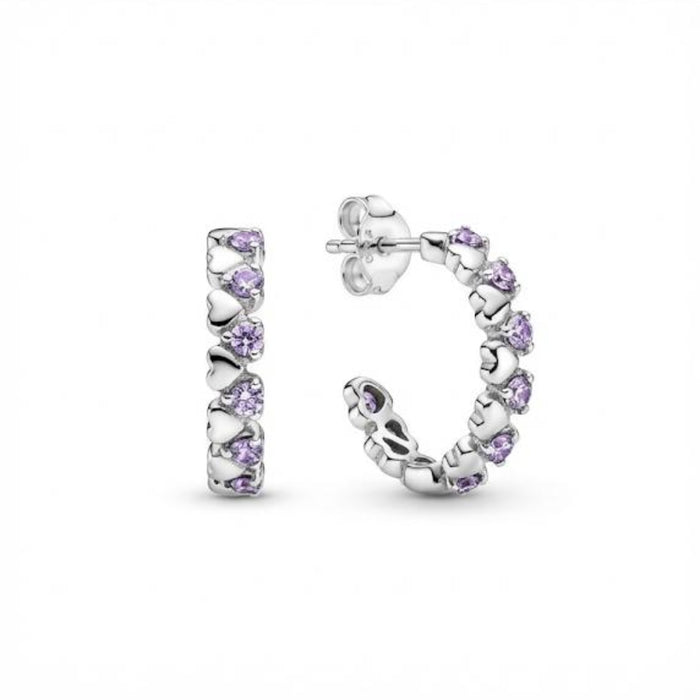 Minđuše Alke Srca i Ljubičasti Cirkoni - Srebro 925