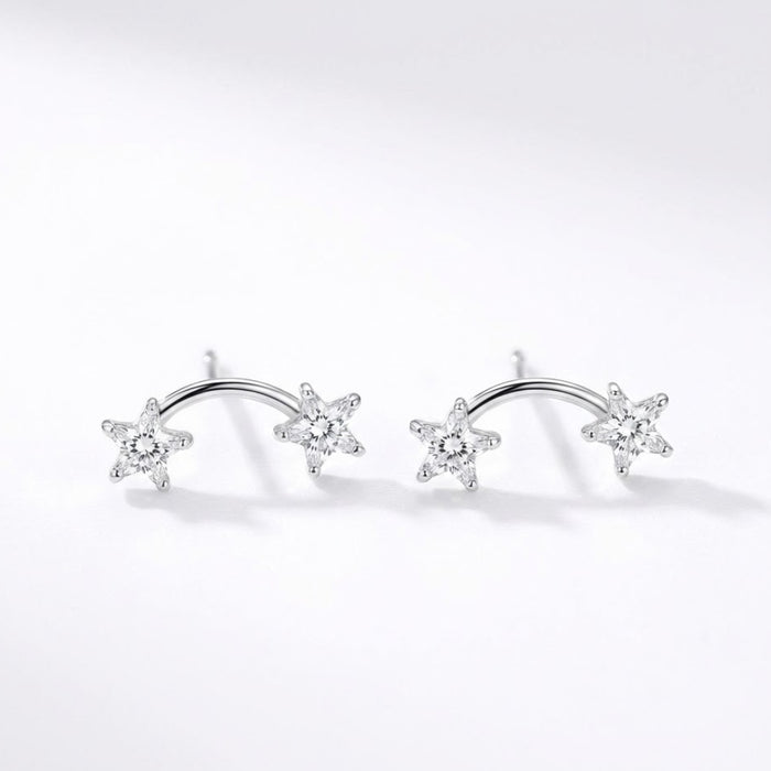 Minđuše Luk Zvezdice sa Cirkonima - u Srebro 925