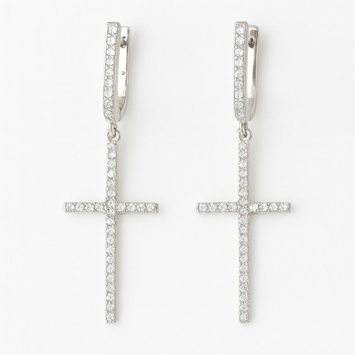 Minđuše Krst - Srebrne sa Cirkonima