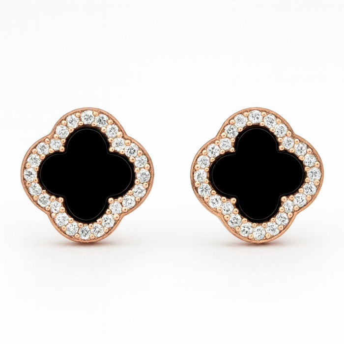 Van Cleef Minđuše Detelina Rose Gold Crne