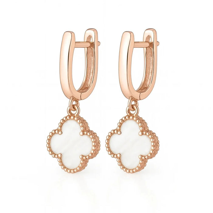 Van Cleef Minđuše Detelina Rose Gold Srebrne Bele Viseće