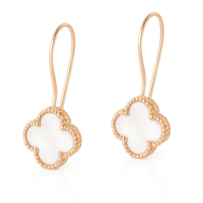 Van Cleef Minđuše Detelina Rose Gold Srebrne Bele Viseće