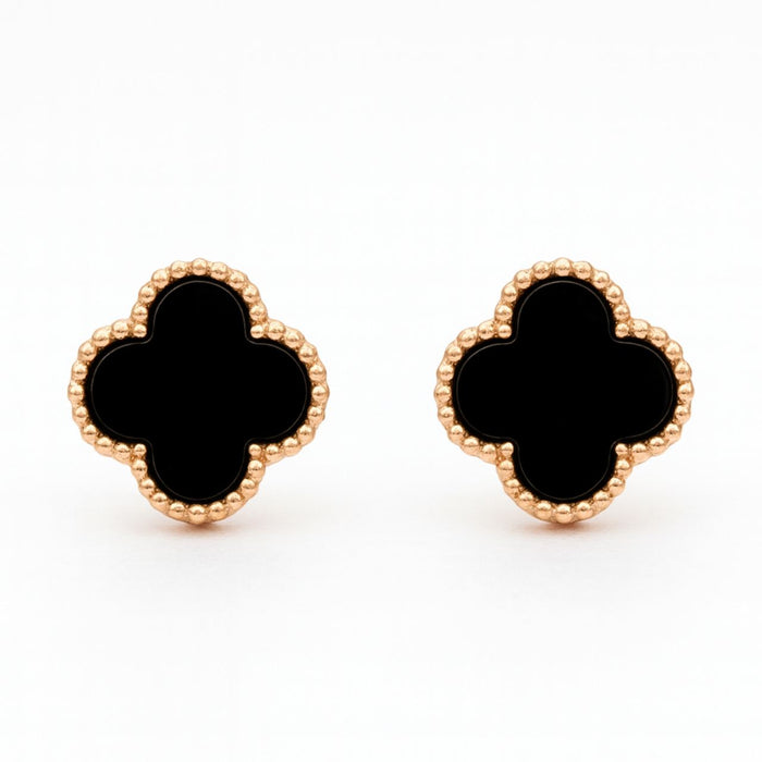 Van Cleef Minđuše Detelina Rose Gold Crne