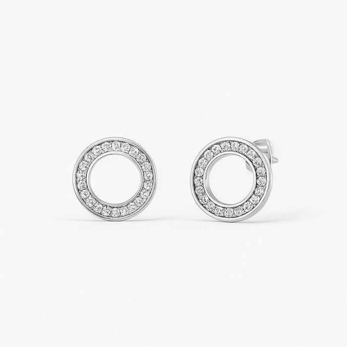 Srebrne Ubodne Minđuše Krug - Klasične sa Cirkonima