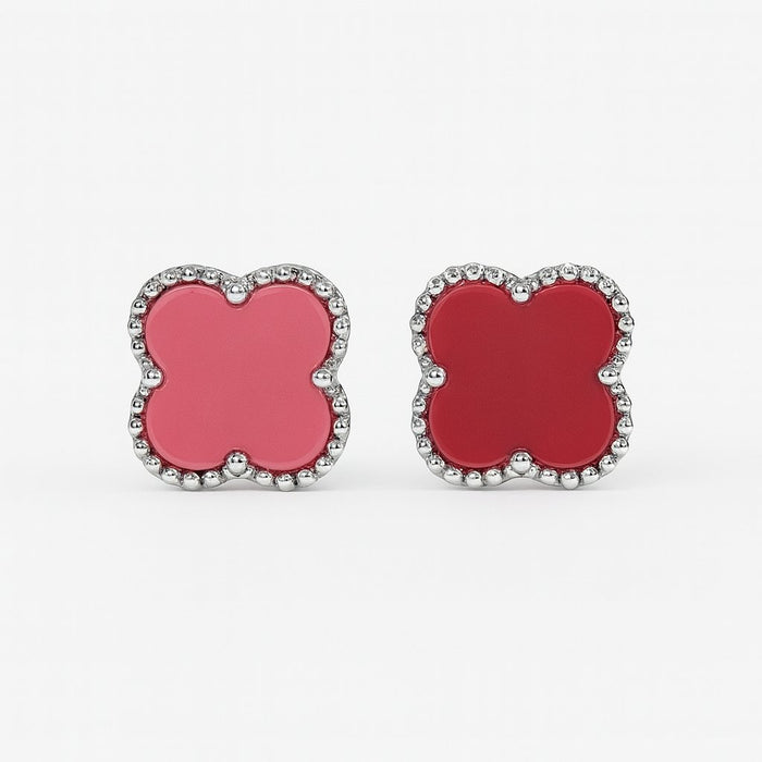 Minđuše Detelina Crvene - Van Cleef Srebro 925