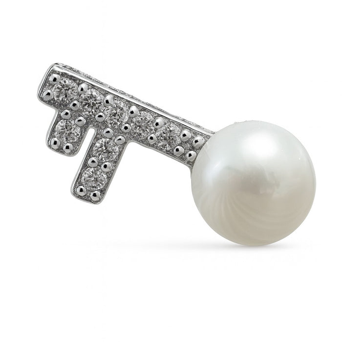 Minđuše Biser i Ključ sa Cirkonima - Srebro 925