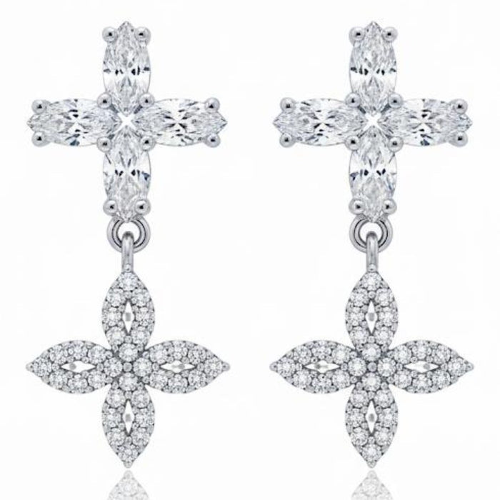 Viseće Minđuše "Krst i Cvet" - Srebro 925