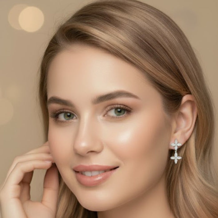 Viseće Minđuše "Krst i Cvet" - Srebro 925