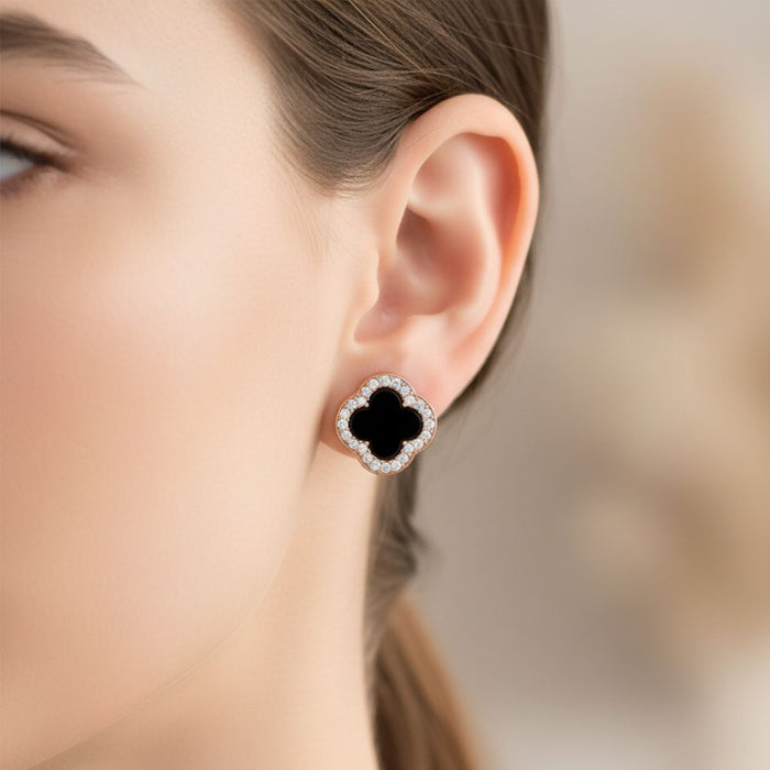 Van Cleef Minđuše Detelina Rose Gold Crne