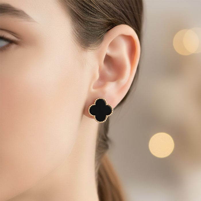 Van Cleef Minđuše Detelina Rose Gold Crne