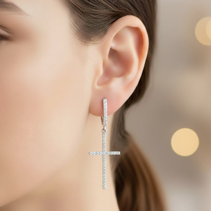 Minđuše Krst - Srebrne sa Cirkonima