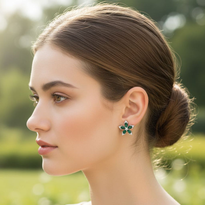 Minđuše Zeleni Cvet - Srebro 925