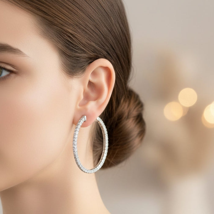 Viseće Minđuše Alke Veliki Krugovi sa Cirkonima - Srebro 925