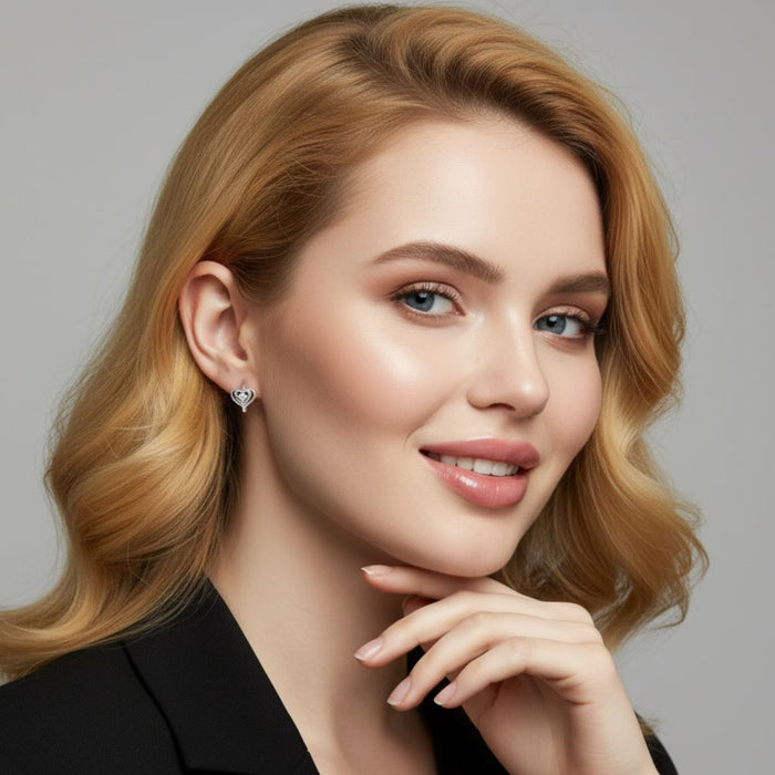 Minđuše na Klipsu "Duo Srce" - Srebro 925