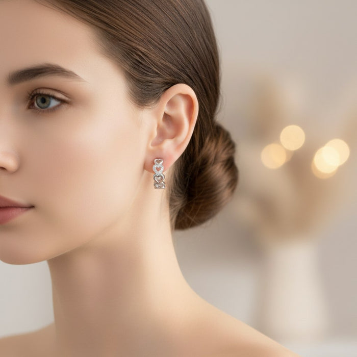 Minđuše Srca sa Cirkonima - Srebro 925