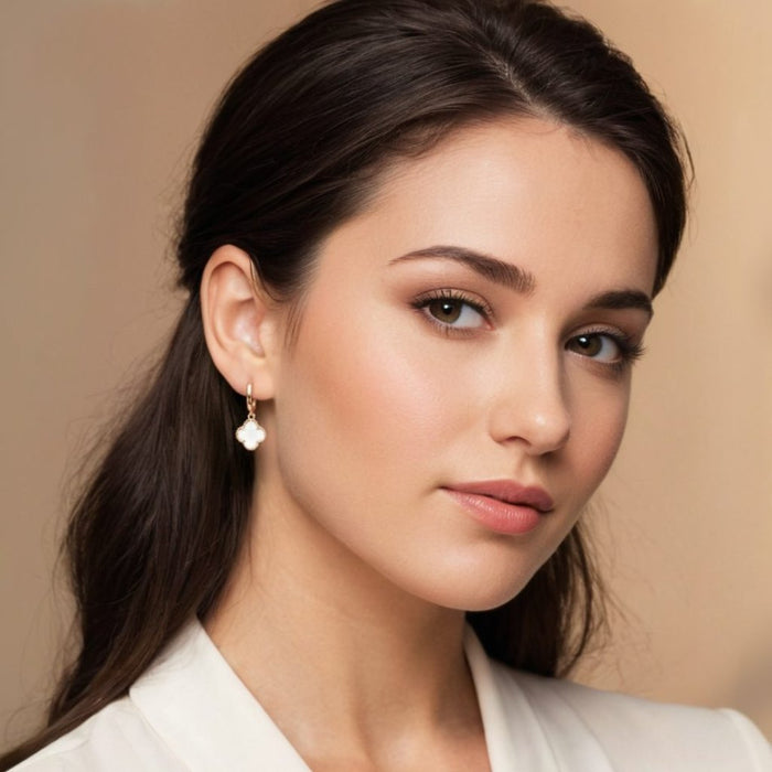 Van Cleef Minđuše Detelina Rose Gold Srebrne Bele Viseće