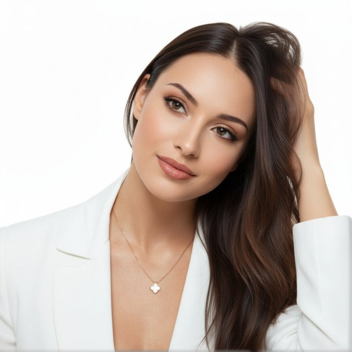 Van Cleef Ogrlica Detelina Srebrna Rose Gold Bela