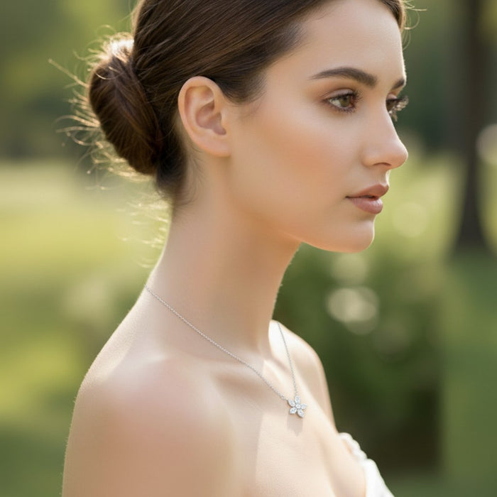 Ogrlica Cvet od Cirkona - Srebro 925