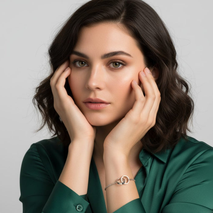 Narukvica sa Dva Prstena - Srebro