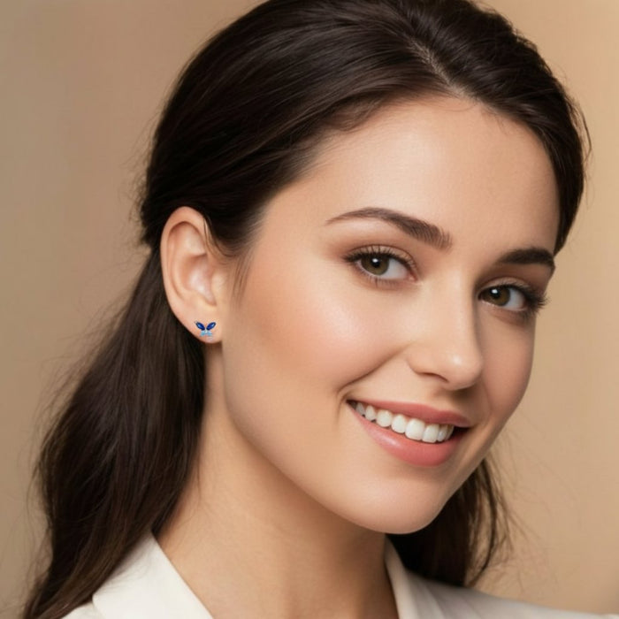 Minđuše Leptir sa Plavim Cirkonima - Srebro 925