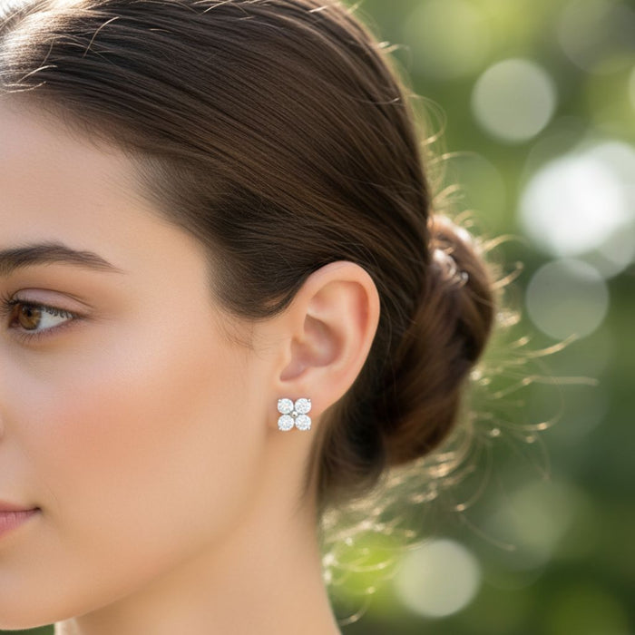 Minđuše Cvet od Cirkona - Srebro 925