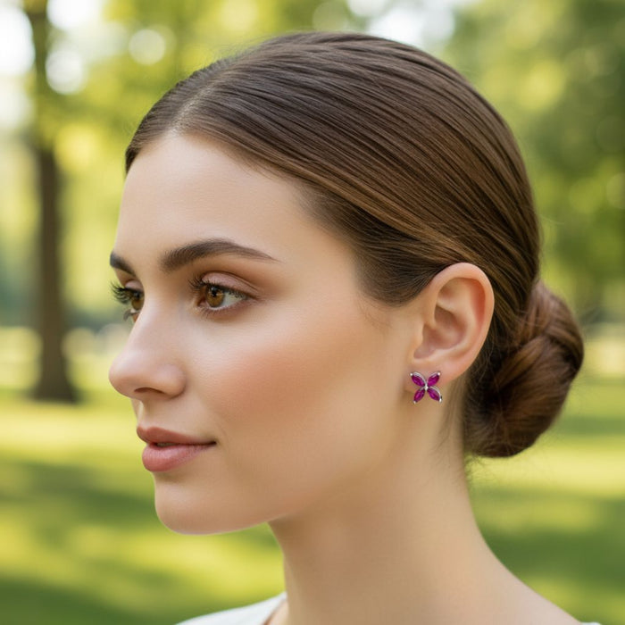 Minđuše Ljubičasti Cvet - Srebro 925