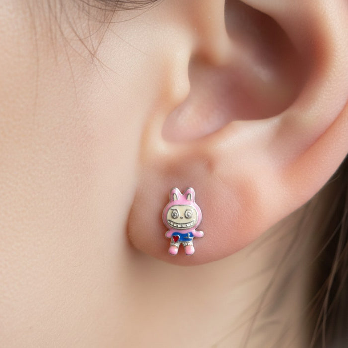 Srebrne Minđuše Labubu Pink – Srebro 925