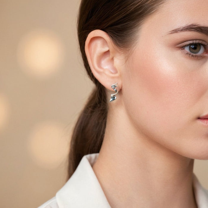 Minđuša Spirala sa Cirkonima - Srebro 925